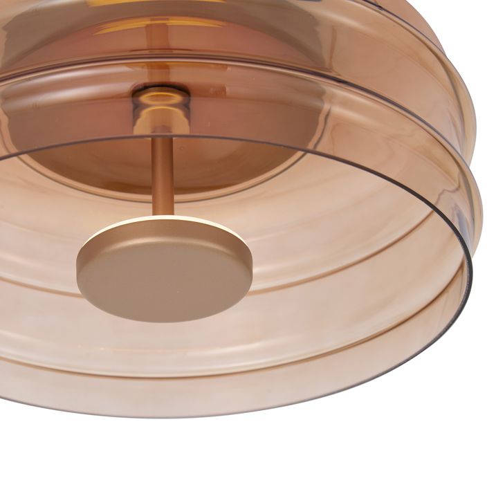 Designerska lampa sufitowa mosiężna z brązowym szkłem, z 3-stopniowo ściemnianym LED - Meadow