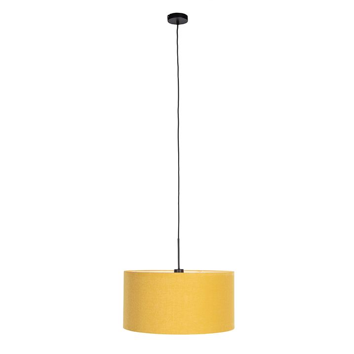 Moderní závěsné svítidlo černé s stínítkem 50 cm žluté - Combi 1