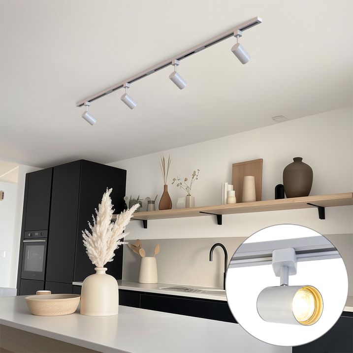Modern railsysteem met 4 spots zilver 1-fase  - Iconic Yade