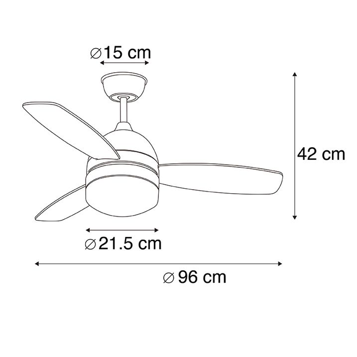 Plafondventilator messing 96cm met afstandsbediening - Rotar