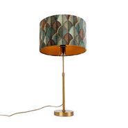 Stolní-lampa-bronzová-s sametovým-stínidlem-s motivem-listů-a zlatým-vnitřkem---Parte