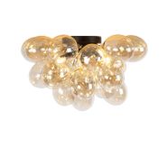 Plafoniera-di-design-nera-con-vetro-ambrato-6-luci---Uvas
