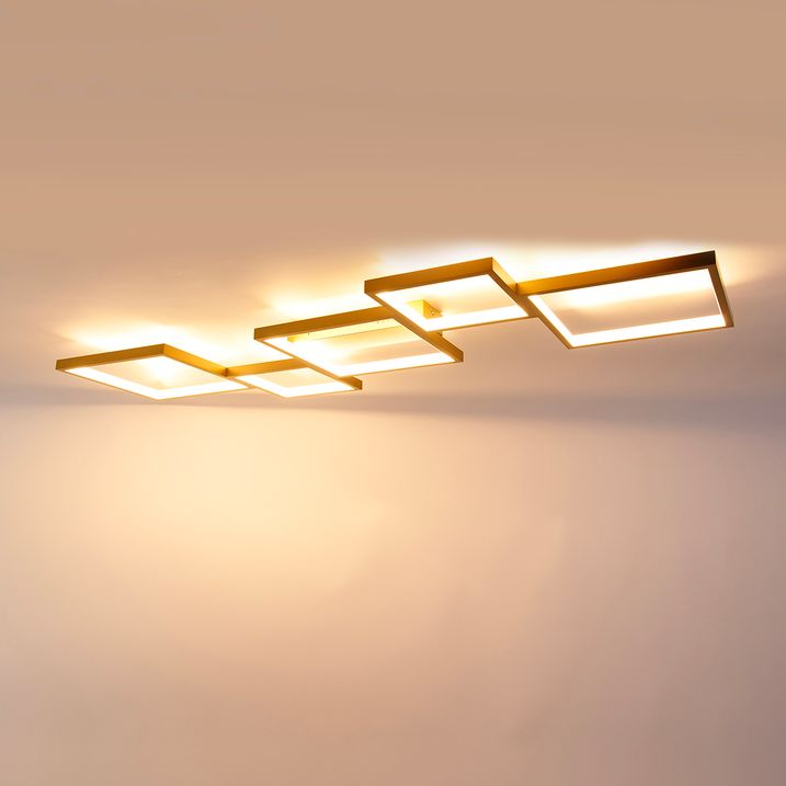 Plafonska lampa zlatna sa uključenim LED 3-stepenim dimerom 5 svetala - Lejo