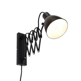 Lampă-de-perete-industrială-neagră-cu-braț-reglabil---Merle