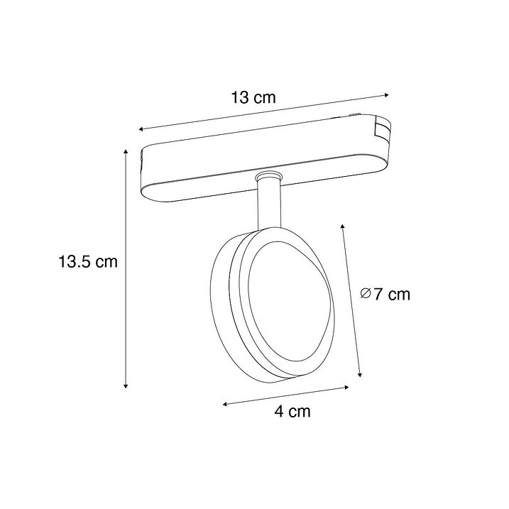 Moderne sort spotlight for 1-fase skinnesystem inkl. LED, roterbar og tiltbar - Magnetic Lance