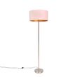 Golvlampa-stål-med-rosa-skärm-50-cm---Simplo