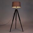Podna-lampa-na-tronošcu-crna-sa-45cm-platnenim-abažurom-tamno-sive-boje