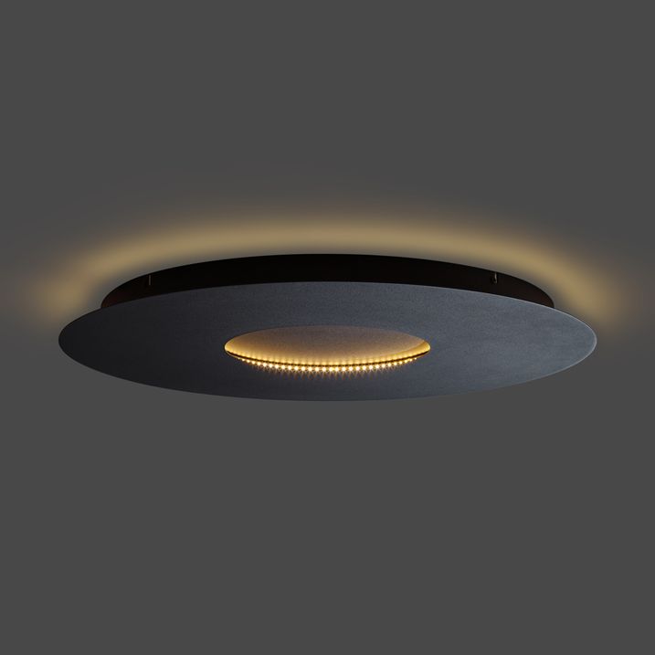 Plafonnier moderne noir 60cm avec LED à intensité variable en 3 étapes - Morning