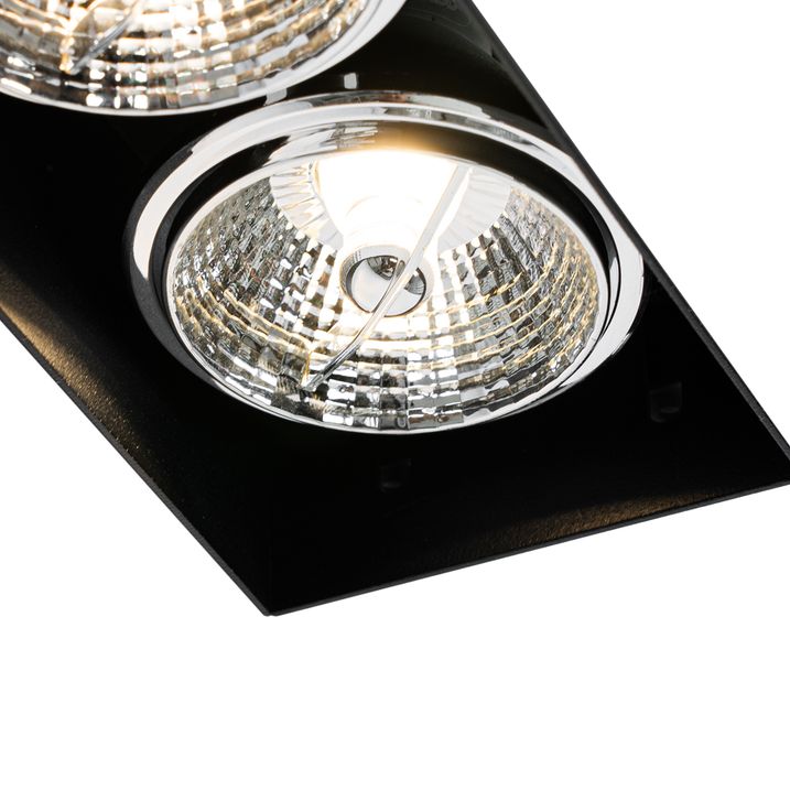 Foco empotrado moderno negro GU10 AR70 sin marco 2 luces - Oneon