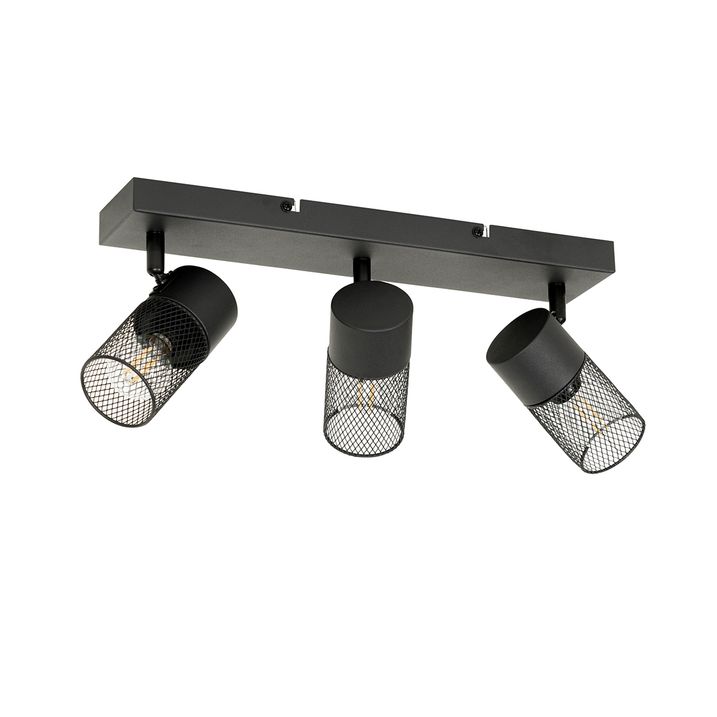 Candeeiro de teto industrial preto 3 luzes ajustável - Jim