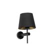 Moderne-wandlamp-zwart-incl.-kap-met-gouden-binnenkant---Pluk