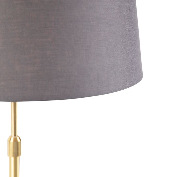 Stolní lampa zlatá/mosazná s šedým lněným stínítkem 35 cm - Parte