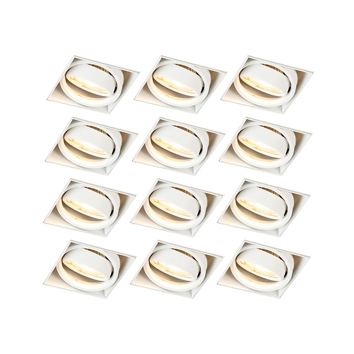 Set 12 vgradnih reflektorjev belih GU10 nagibnih brez okvirja - Oneon