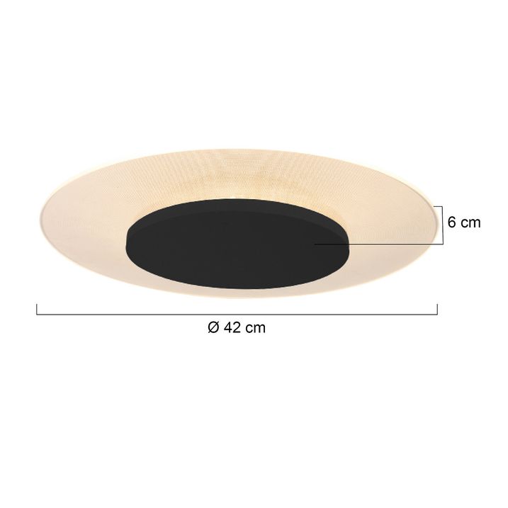Moderne plafondlamp wit met zwart 42cm incl. LED - Lido