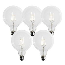 Set mit 5 E27 3-Stufen dimmbare LED Spiral Filament G125 4W 450lm 3000K