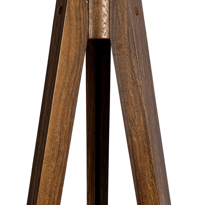 Gulvlampe valnøtttre med svart skjerm med gullinteriør 50 cm - Tripod Classic