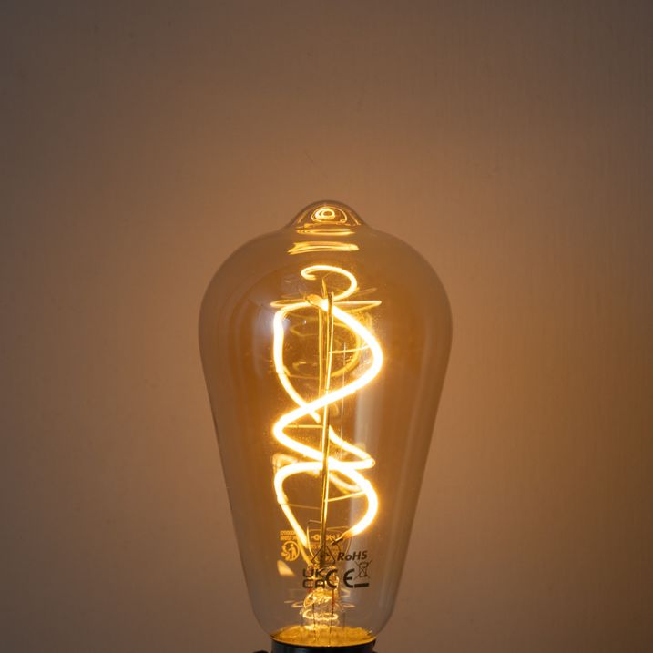 Set of 5 E27 Dimmable LED Bulbs Spiral Filament ST64 Gold 4W 270 lm 2100K