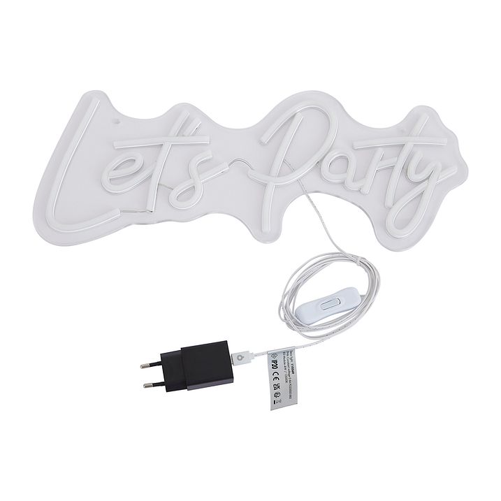 Neon zidna svjetiljka bijela uklj. LED - Let's Party