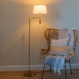 Állólámpa bronz fehér árnyékolóval és állítható olvasólámpával - Ladas