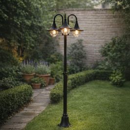 Farol clásico de exterior negro 200cm 3-luces IP44 - Daphne