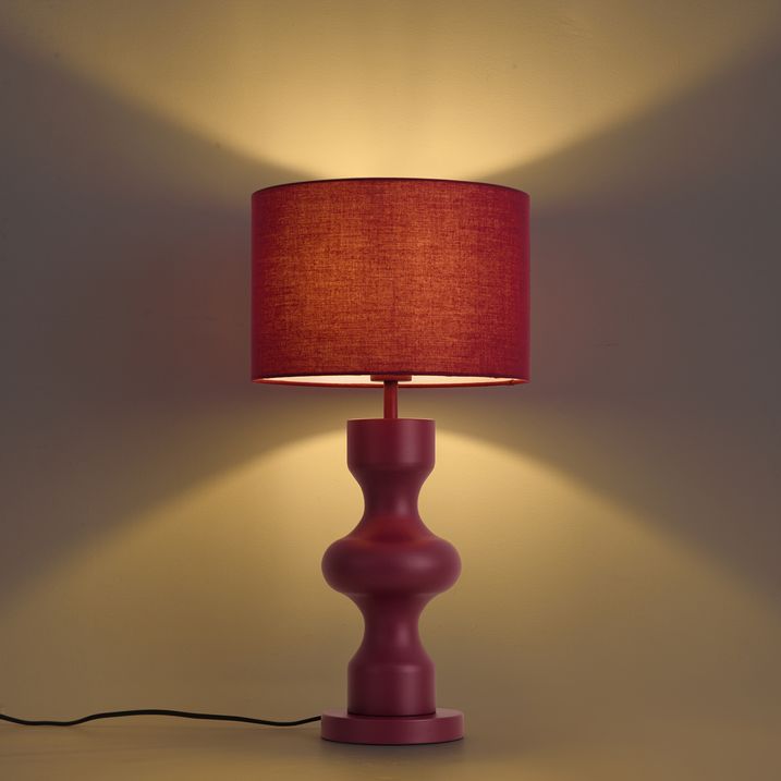 Retro tafellamp plum met stoffen kap - Captain