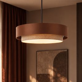 Moderne Hängelampe Dunkelbronze mit Taupe 50cm 3-Lichter - Drum Duo
