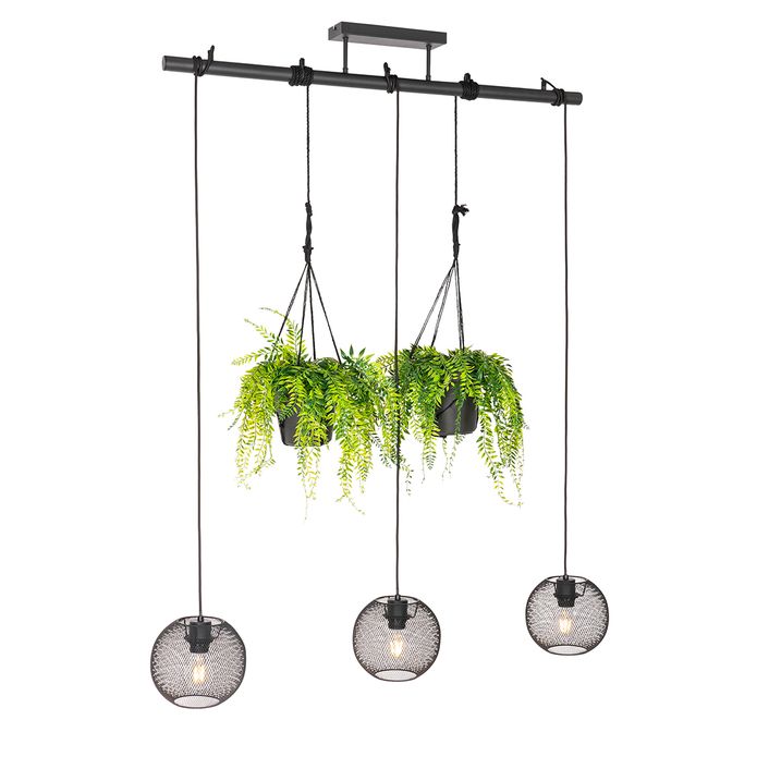 Industriële hanglamp zwart 3-lichts - Flor