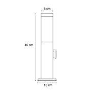 Utomhuslampa-mörkgrå-med-rökglas-45-cm-IP44-med-uttag-och-rörelsesensor---Malios