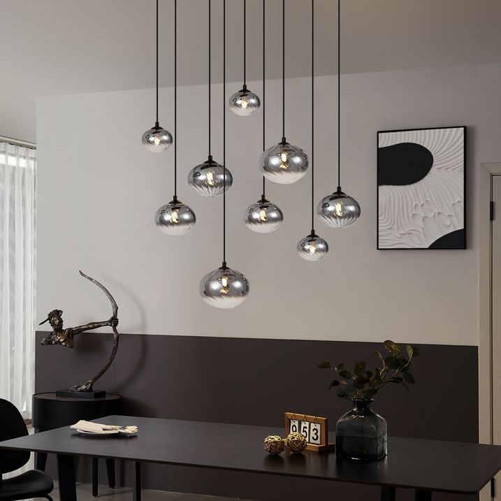 Moderne Hängelampe schwarz mit Rauchglas 9-flammig - Jia