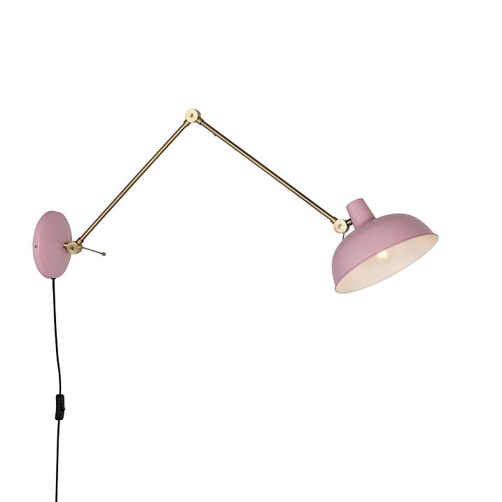 Retro zidna lampa čelična roze sa bronzom - Milou