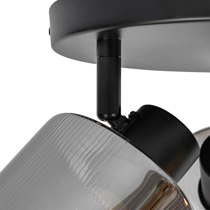 Faretto da soffitto smart nero con vetro fumé rotondo orientabile incl. 3 Wifi A60 - Laura