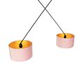 Zidna-lampa-crna-sa-plišanim-abažurima-roze-sa-zlatom-35-cm-2-svetla---Blitz