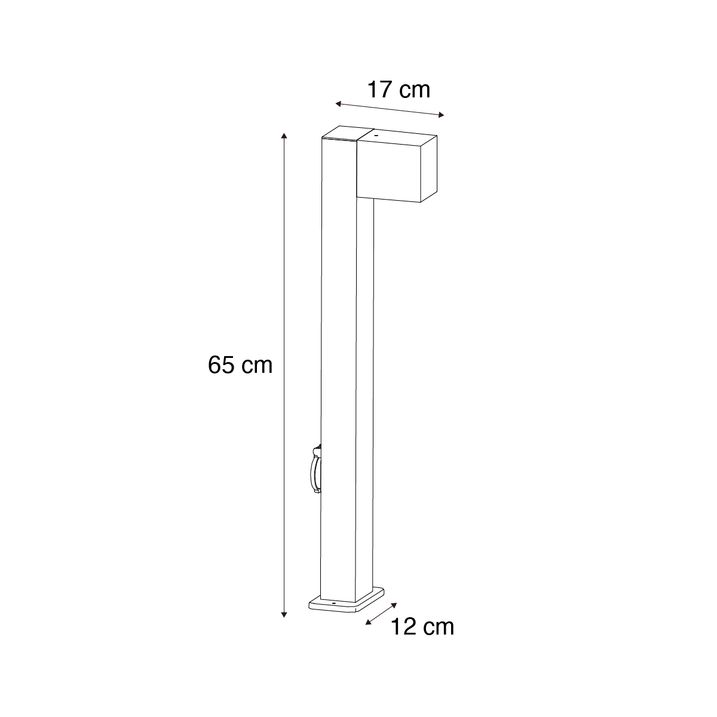 Vonkajšia lampa čierna so zemným hrotom a káblovou priechodkou 65 cm vrátane zásuvky IP44 - Baleno