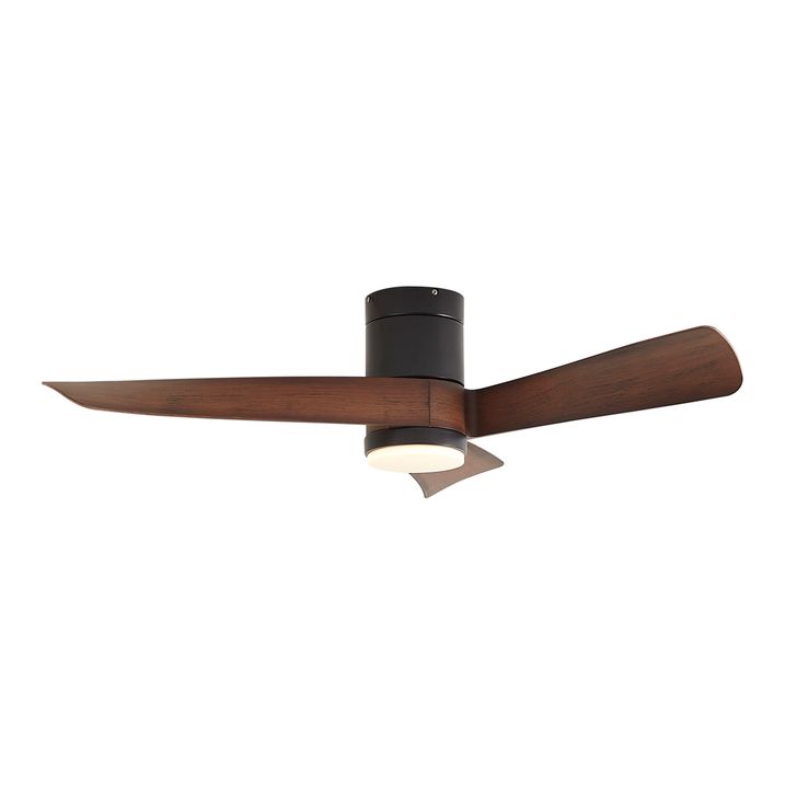 Plafondventilator zwart met walnoot hout print 132cm incl. LED dimbaar met afstandsbediening - Twist
