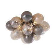 Design-Deckenleuchte-Schwarz-mit-Bernstein-und-Rauchglas-4-flammig---Uvas