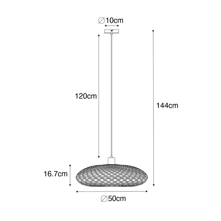 Lampă suspendată orientală din bambus negru 50 cm - Ostrava