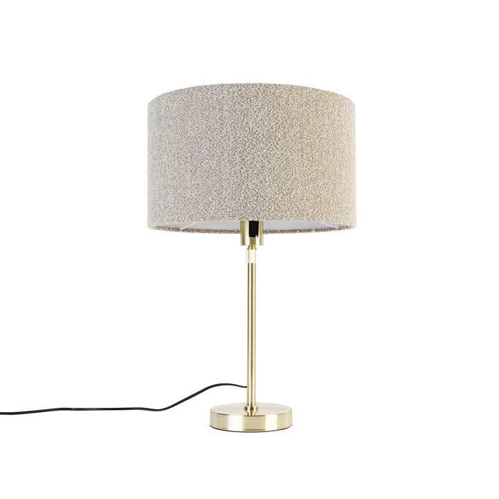 Stolná lampa zlatá nastaviteľná s tienidlom z taupe boucle 35 cm - Parte