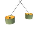 Hengende-lampe-sort-med-grønne-og-gullfløyelslampeskjermer-35-cm-2-lys---Blitz