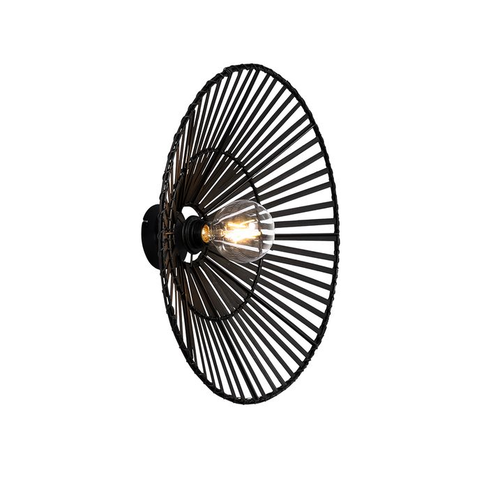 Oriental wall lamp black bamboo round - Pua