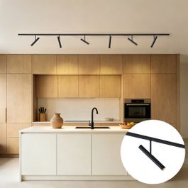 Modernt skensystem svart med 6 spotlights svart 1-fas - Slimline Avery