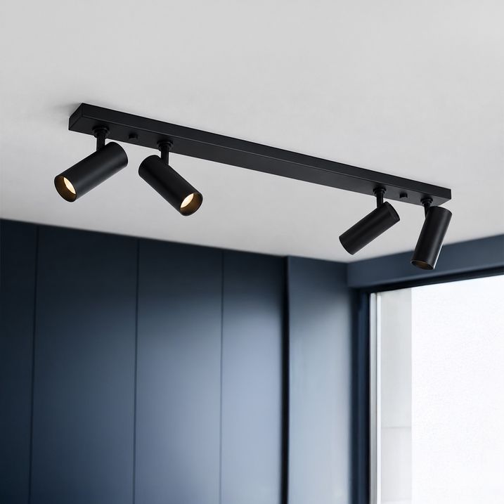 Plafón moderno negro con LED regulable 4 luces - Tate