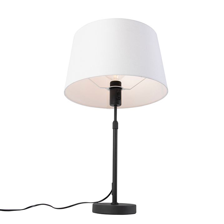 Lámpara de mesa negra con pantalla de lino blanco 35 cm regulable - Parte