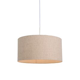 Lámpara colgante rústica blanca con pantalla de algodón gris claro 50 cm - Combi