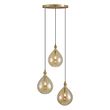 Smart-hanglamp-goud-met-amber-glas-3-lichts-incl.-Wifi-A60---Traditional