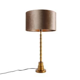 Stolna svjetiljka brončana s baršunastim sjenilom taupe 35 cm - Pisos