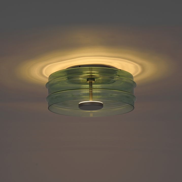 Plafonnier design couleur canon de fusil avec verre vert incluant LED à intensité variable en 3 étapes - Meadow