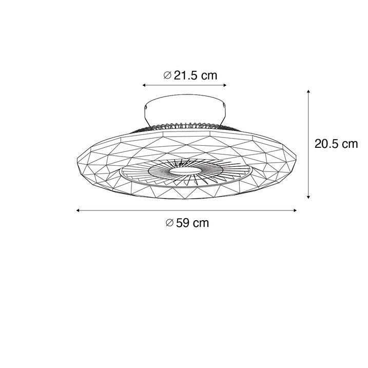 Stropní ventilátor stříbrný s hvězdným efektem 59 cm vč. LED stmívatelný s dálkovým ovládáním - Clima