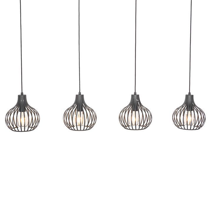 Moderne pendellampe sort 4-lys - Saffira