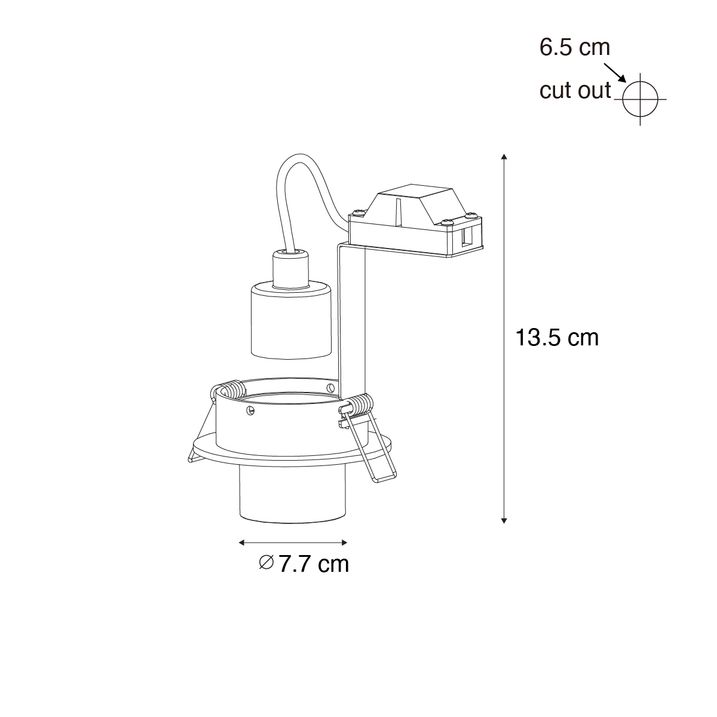 Set van 6 inbouwspots zwart GU10 35mm rond kantelbaar - Installa