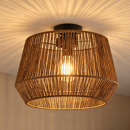 Sort loftslampe med brun papirskærm 50/50/30 - Combi